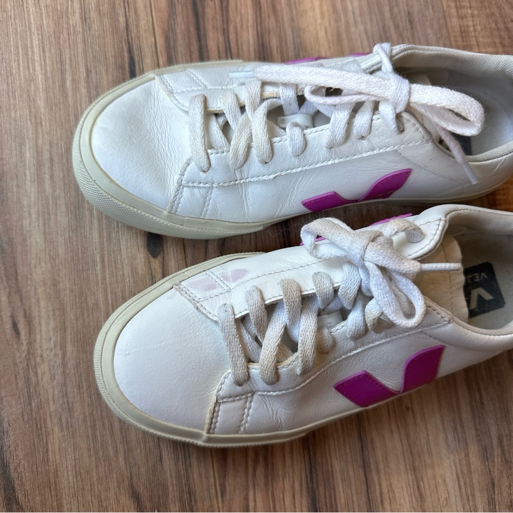 Veja Campo Ultra violet And black Leather Sneakers Womens Size 7 Purple magenta - Picture 3 of 10